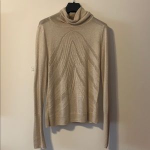 Sheer turtle neck gold top
